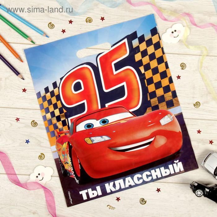 Пакет с выруб. ручками 34*40 "Тачки"