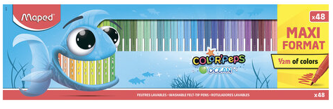 Фломастеры 48 цв. Maped "Color'peps Ocean" смываемые, вент.колп., к/к, е/п