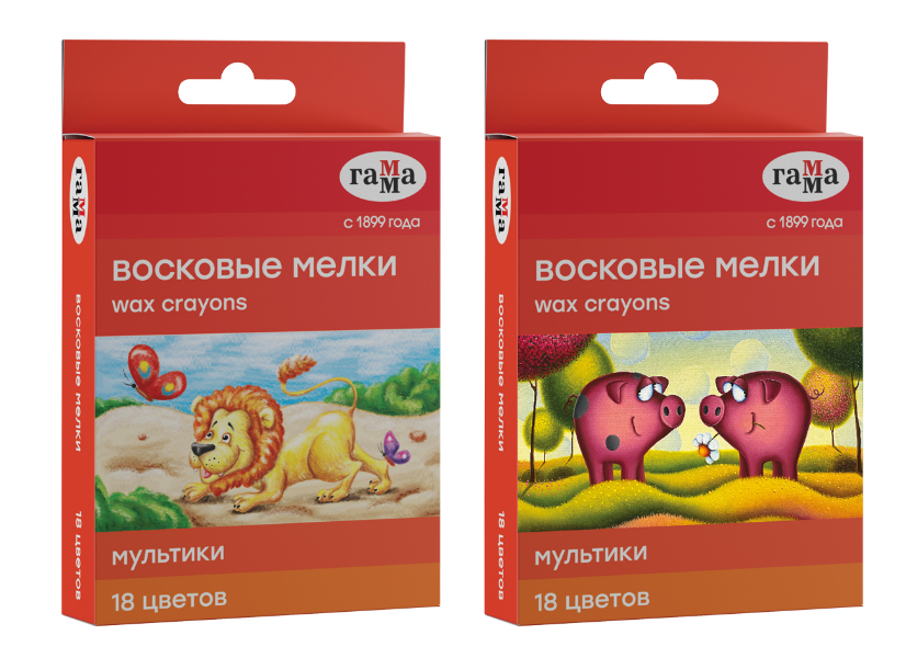 Мелки воск. 18 цв. Гамма "Мультики", круглые, к/к., е/п