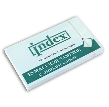 Блок липкий 76 х 127 паст. 100 л Index  голубой