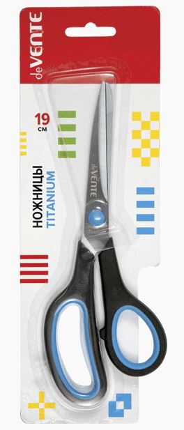 Ножницы 19 см. deVENTE "Titanium" нерж. сталь, прорезин. кольца, титан. покр., блистер 