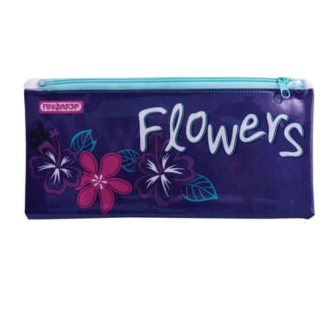 Пенал-косметичка ПИФАГОР "Flower" 23х10 см, текстиль