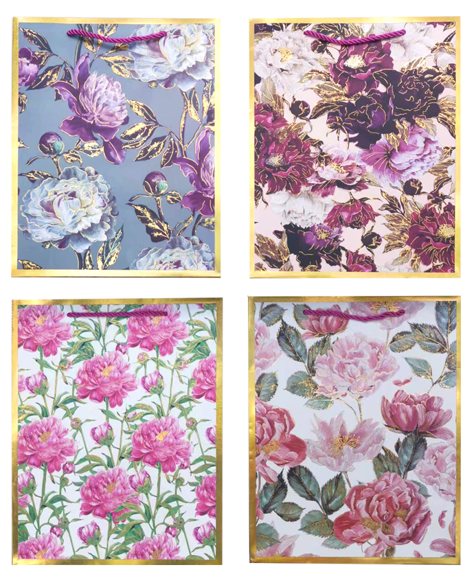 Пакет подарочный бумажный 31*42*12 deVENTE "Flower border", 210 г/м2, ассорти