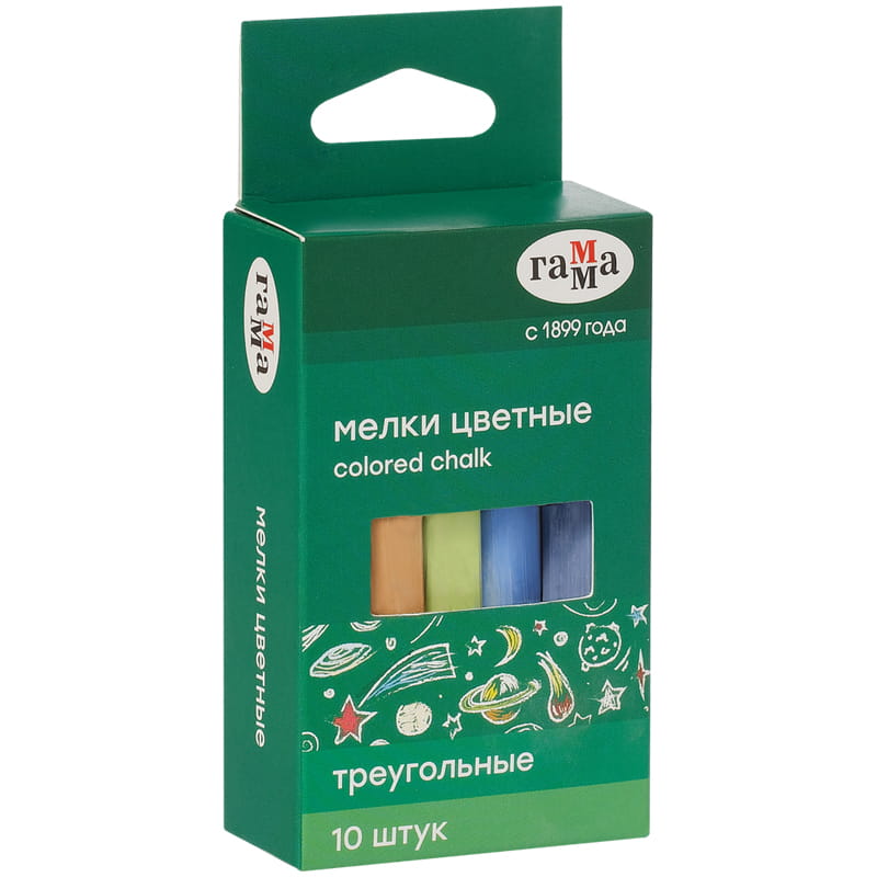 Мел 10 цв. Гамма, треуг., мягкий, к/к, е/п