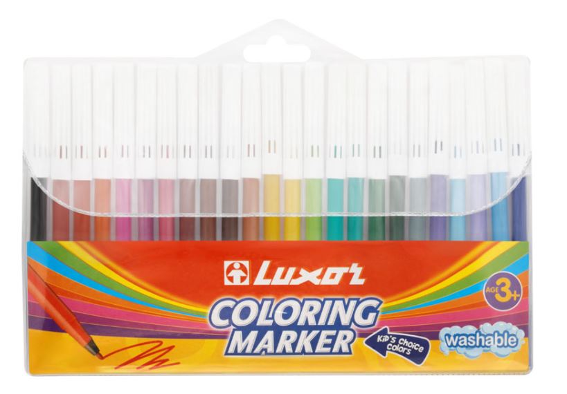 Фломастеры 24 цв. Luxor "Coloring" вент,колп., смываемые, ПВХ, е/п