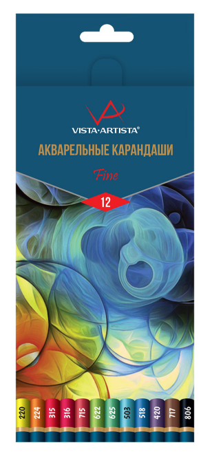 Карандаши акварельн. 12 цв. Vista-Artista "Fine" кругл., заточ., к/к, е/п