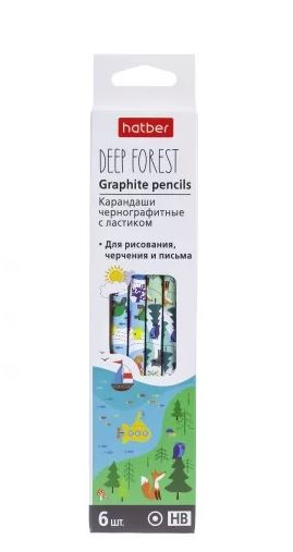 Карандаш пр. с ластиком, с рис., круглый, HB/ТМ Хатбер "Deep Forest" к/к
