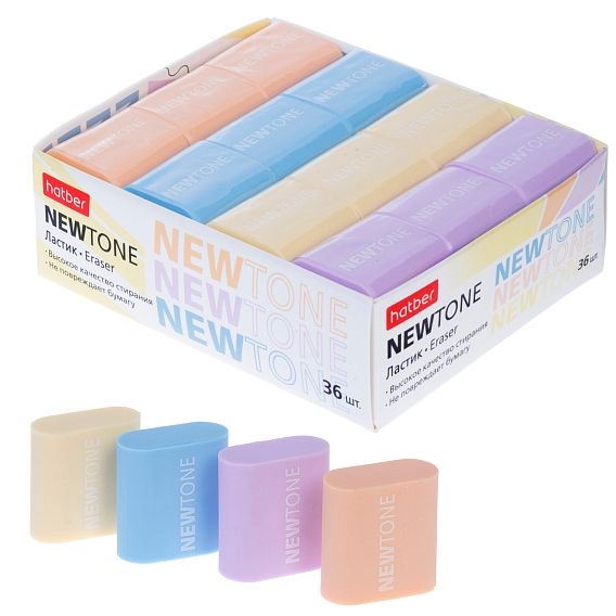 Ластик Хатбер "NEWtone" прямоуг., PVC, ассорти