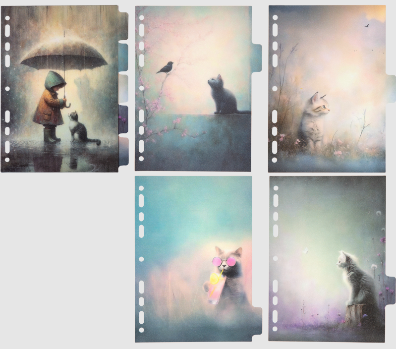 Разделитель А5 пластик. 05 шт. deVente "Cat Story" с рис.