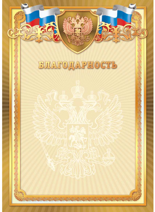 Благодарность премиум (Российская символика) 200г/м2, фольга, Квадра 