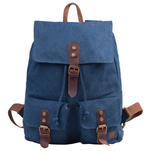 Рюкзак молодежный  унив. Brauberg  W-161  38*13*43 см, холщовый, иск. кожа,1 отд., 2 карм.,синий