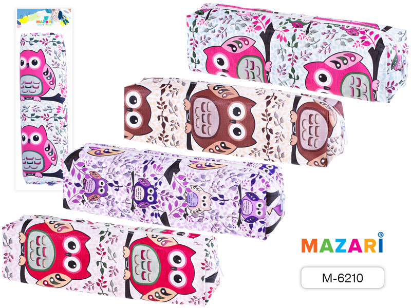 Пенал-косметичка MAZARI "Совята" 19х5х3,5 см, ПВХ, ассорти
