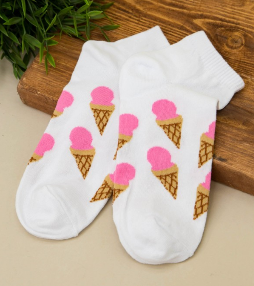 Носки женские "Ice cream horn" белые р. 35-40