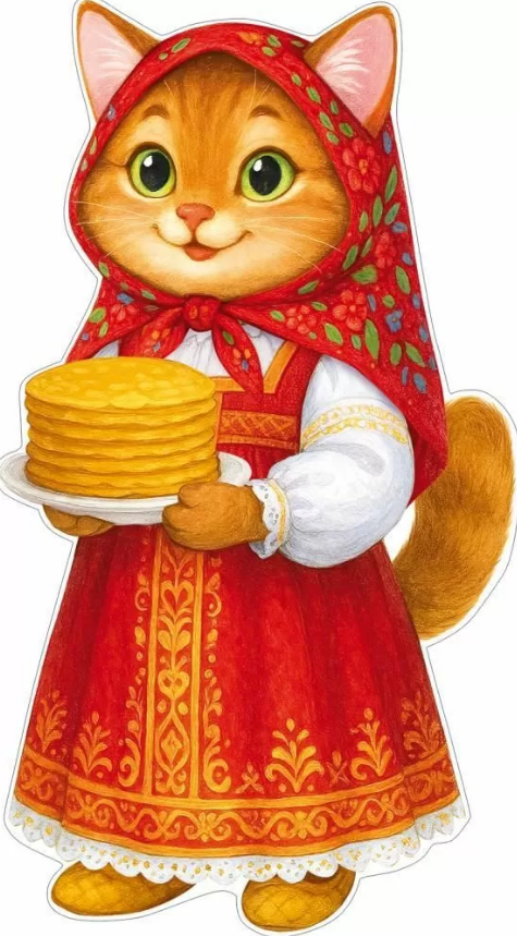 Плакат А2 "Кошечка с блинами" вырубной