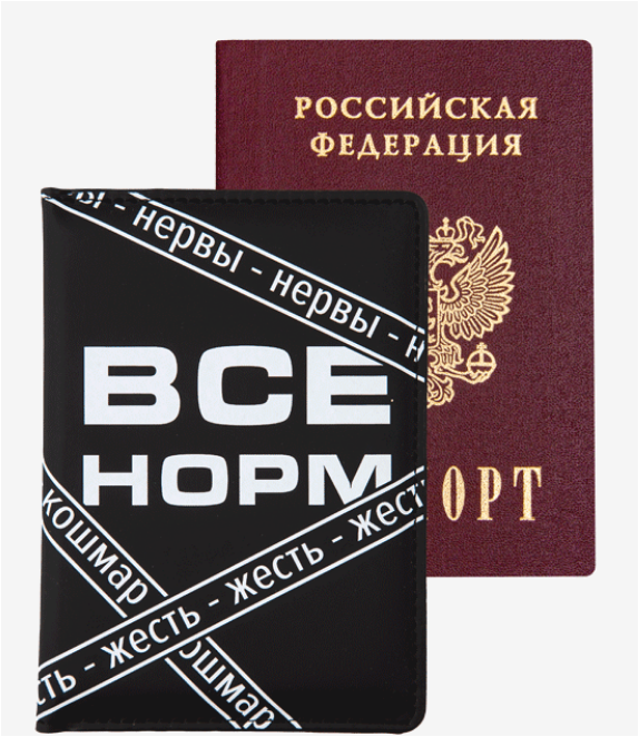 Обложка для паспорта deVENTE "Всё Норм" иск. кожа, поролон, шелкография, отстрочка, 3 отдел.