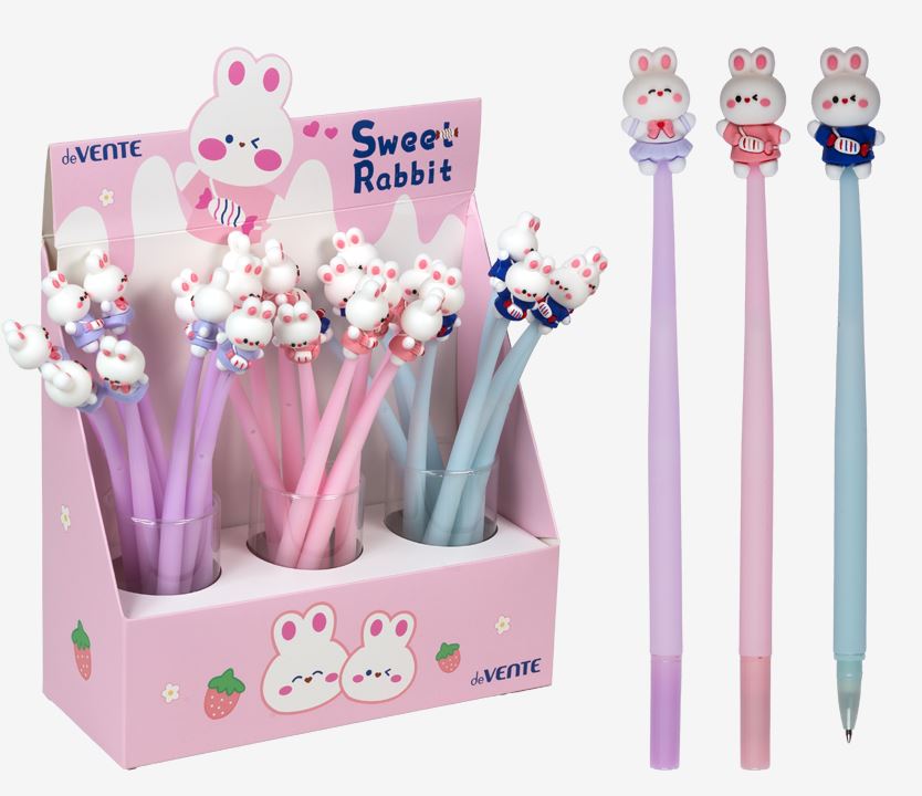 Ручка шарик. deVENTE "Sweet Rabbit" синяя, 0,7 мм, декорат.элемент, гибкий корпус, ассорти