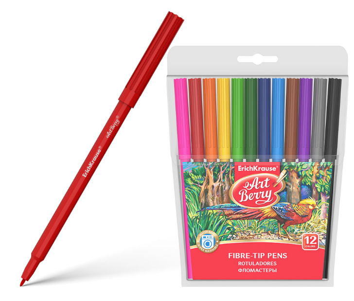 Фломастеры 12 цв. ErichKrause ArtBerry "Super Washable" суперсмываемые, вент. колп., е/п