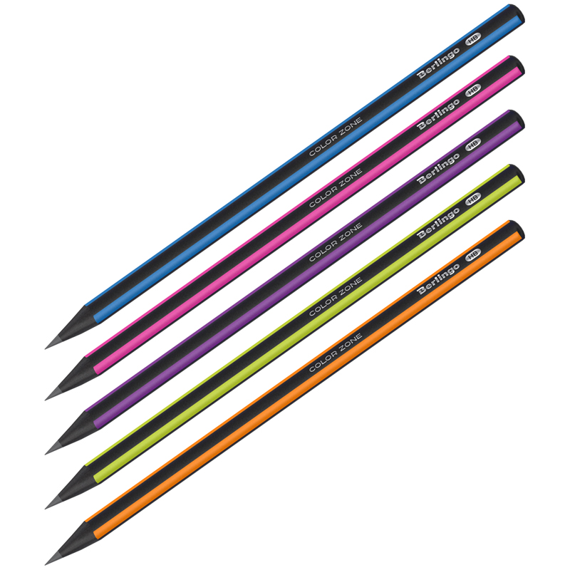 Карандаш пр.  трехгран., HB/ТМ Berlingo "Color Zone" черное дерево, ассорти