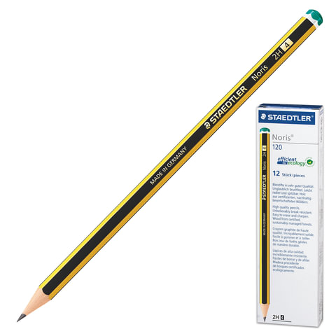 Карандаш пр. STAEDTLER, 1 шт., "Noris", 2H, заточ. 120-4