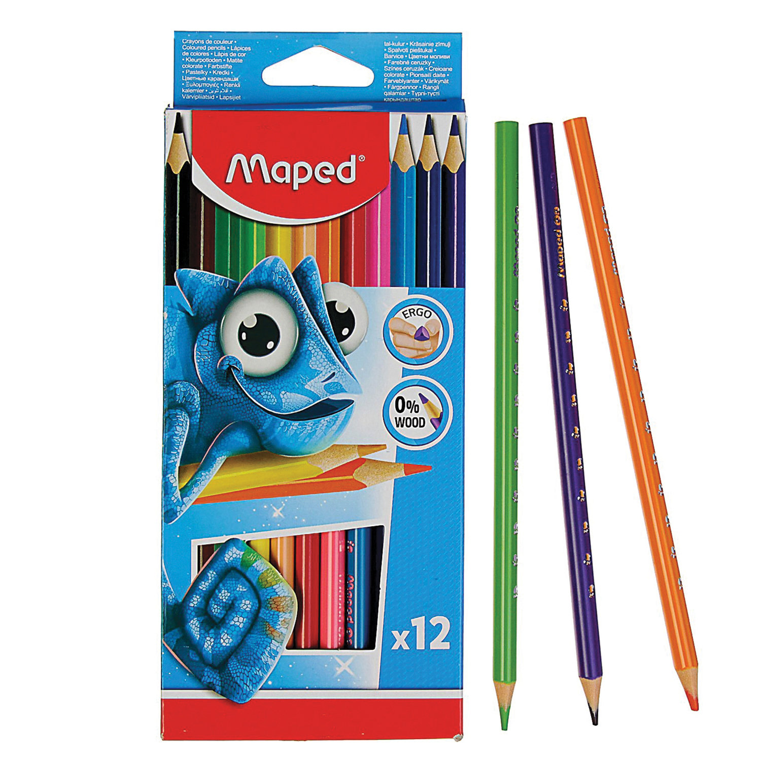 Карандаши 12 цв.  пластик. Maped "Pulse" трехгр., заточ., к/к, е/п