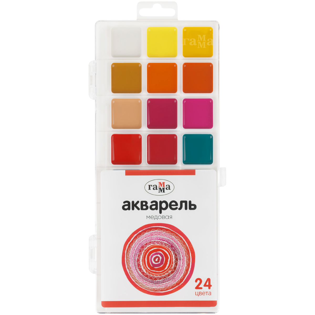Краски 24 цв. акв. медов. ГАММА "Орнамент" б/к п/к