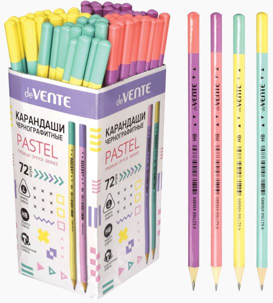 Карандаш пр.  трехгран., HB/ТМ deVENTE "Pastel" корпуса ассорти