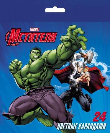 Карандаши 24 цв. Хатбер "Marvel Мстители" шестигр., заточ., к/к