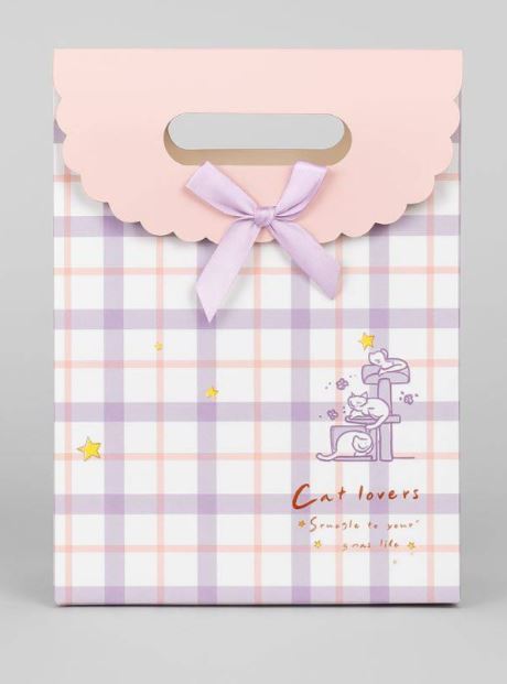 Пакет подарочный бумажный 19*27*8 "Pattern plaid", фиолет.