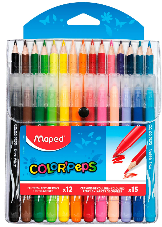 Набор для рисования Maped "Color'Peps Kit" (10 фломастеров, 15 цв.карандашей) футляр