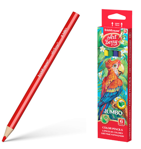 Карандаши утолщенные  6 цв. ErichKrause ArtBerry JUMBO, с точилкой, трехгран., е/п