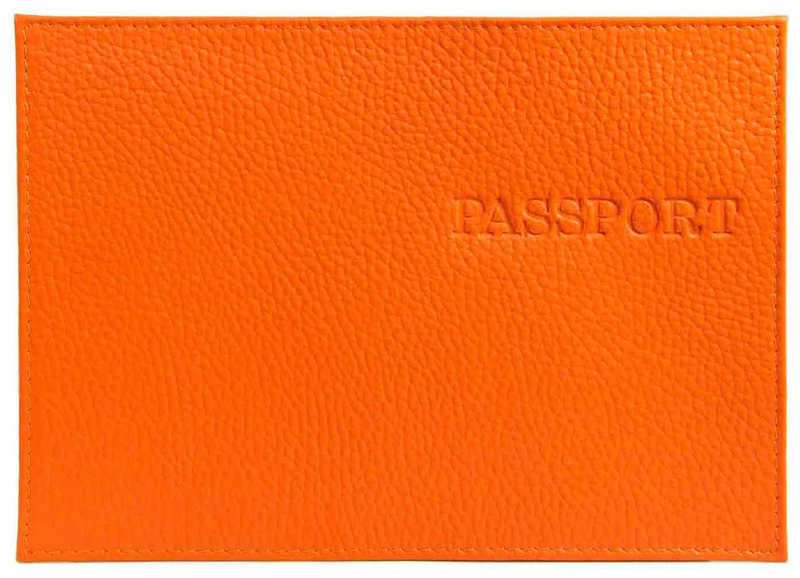 Обложка для паспорта нат кож. Флотер "PASSPORT" т.оранж., тиснение конгрев