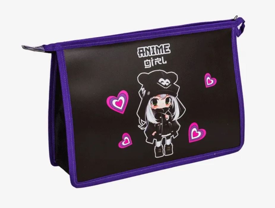 Папка для тетр. А4 на молнии deVENTE "Anime Girl", с расшир., 330*230*100
