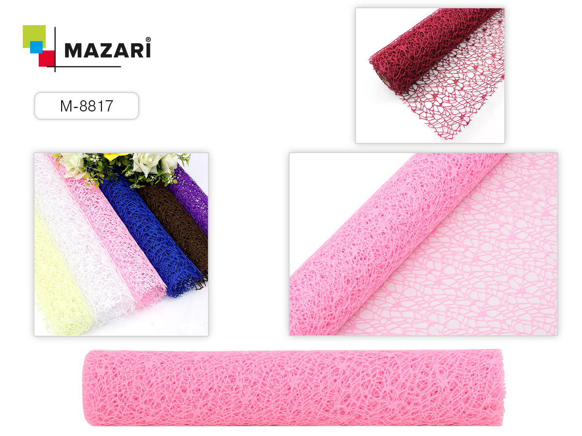 Упаковочный материал 48*411 см Mazari Крошет (сетчатая ткань), цвета ассорти