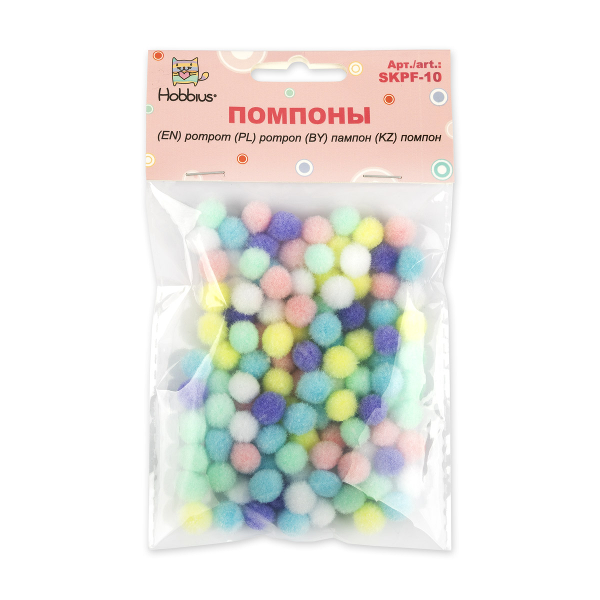 Набор д/детск.творч. Hobbius "Помпоны" d=10мм., 100шт. ассорти