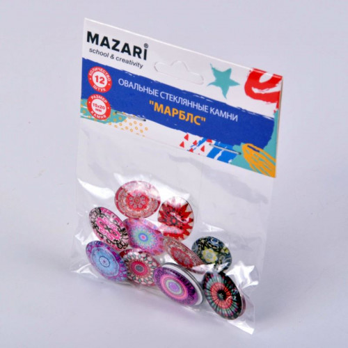 Набор д/декорирования  MAZARI "МАРБЛС" овальный (стеклянные камни) 12шт, клейкая основа