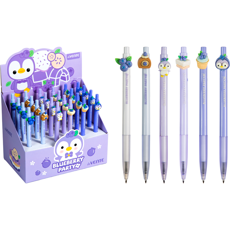 Ручка шарик. авт. deVENTE "Blueberry Pinguin" синяя, 0,7 мм, масл., декор.элемент, ассорти