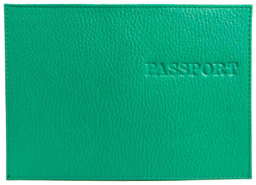 Обложка для паспорта нат кож. Флотер "PASSPORT" зеленый, тиснение конгрев