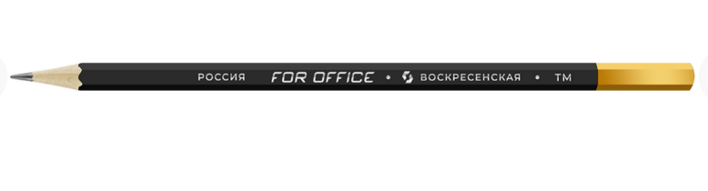 Карандаш пр.  шестигран., HB/ТМ ВКФ "For Office" корпус черный матовый с золотом