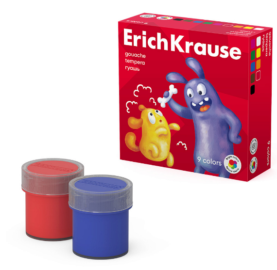 Гуашь  9 цв. ErichKrause "Jolly Friends" 20мл., б/к, к/к