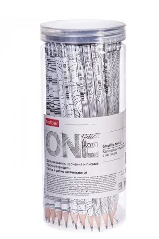 Карандаш пр. с ластиком, с рис., круглый, HB/ТМ Хатбер "One" ассорти 