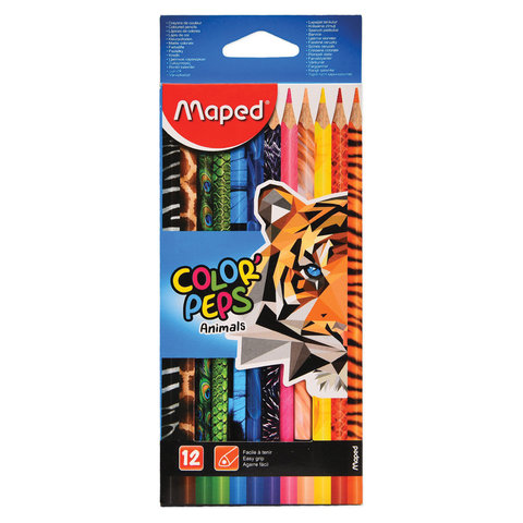 Карандаши 12 цв. MAPED "Color Pep's Animals" трехгр., заточ., к/к, е/п