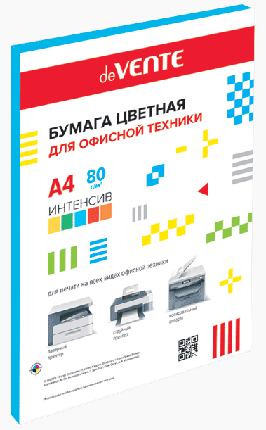 Бумага  А4 цв.  80 г/м.кв. интенсив синий  50 л. deVENTE, картон.подложка, термоус.пленка