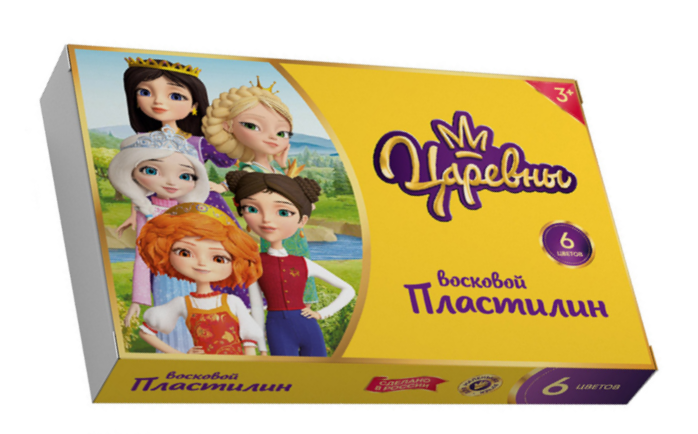 Пластилин восковой  6 цв. Царевны 72 гр., к/к