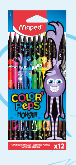 Карандаши 12 цв.  пластик. Maped "ColorPeps Monster" трехгран., к/к, е/п