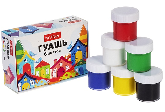 Гуашь  6 цв. Хатбер "Домики" 10мл, к/к