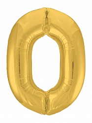 Шар фольгированный 40" Цифра "0" золото