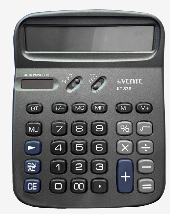 Калькулятор настольн. 12 разр.  deVENTE Total Black KT-836, 204х163 мм, черный