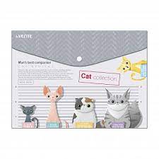 Папка с кнопкой с рис. А4  0,15 мм deVENTE "Cat Collection" непрозр.