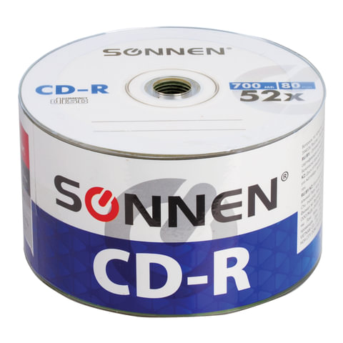 Диск CD-R  50шт. SONNEN, 700 Mb 52x Bulk