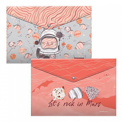 Папка с кнопкой с рис. A4 0,16 мм ErichKrause "Martian Girl" непрозр, 2 дизайна